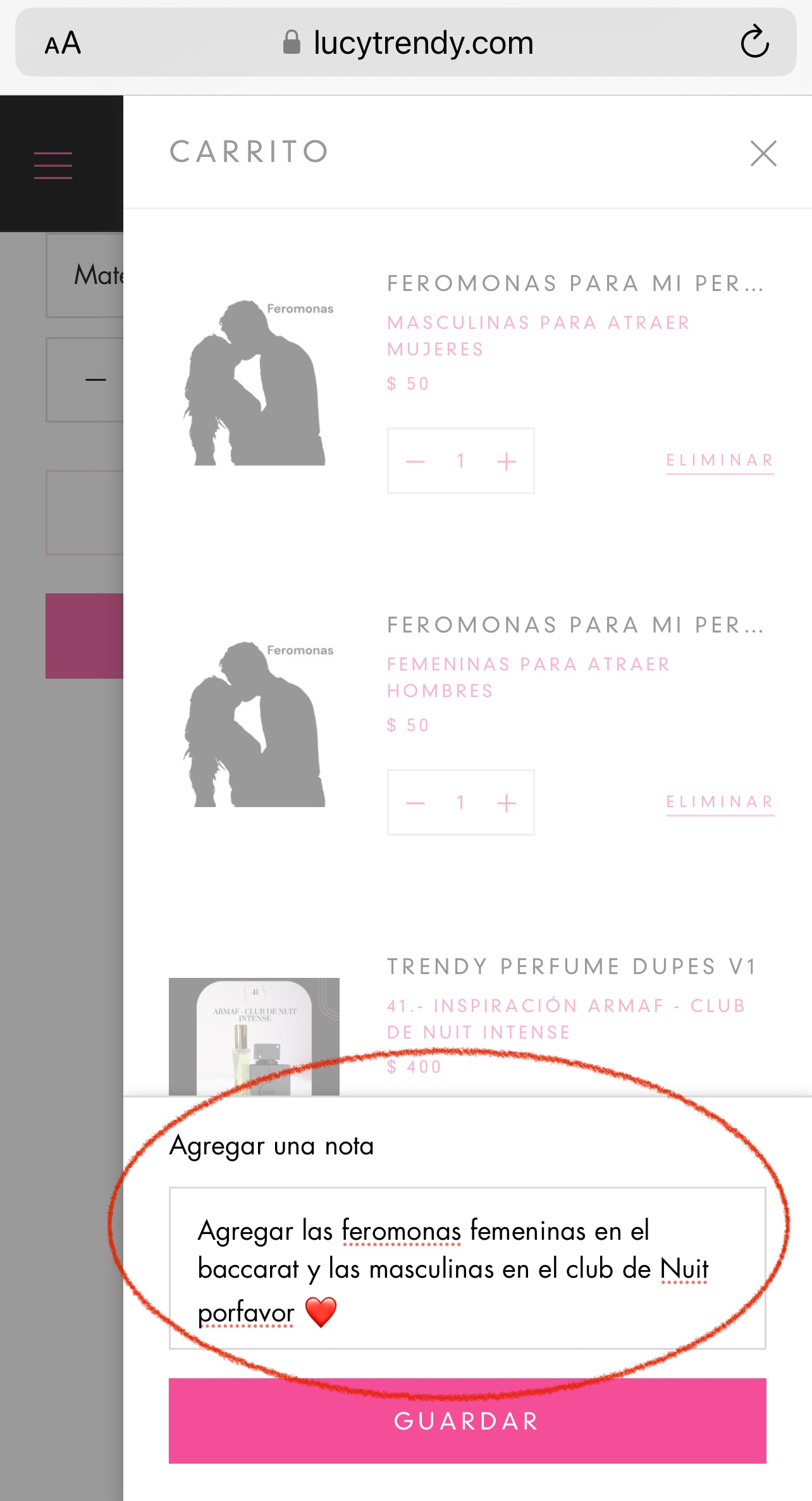 Feromonas para mi perfume
